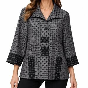 NEW NWOT Moonlight by Y&S Sz Medium Jacket Wearable Art Gray Blouse Shirt Top